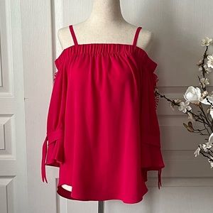 BCX Hot Pink Off Shoulder Half Sleeve Blouse